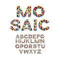 Vector colorful mosaic font.